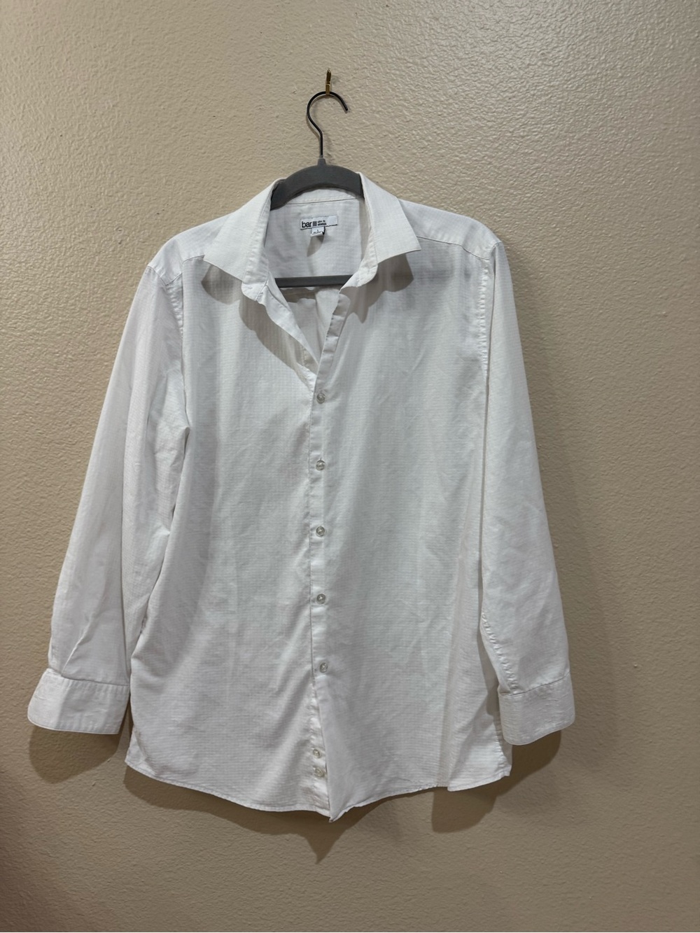 Bar III Men's Slim Fit White Stretch Dress Shirt L 16 16.5 32/33